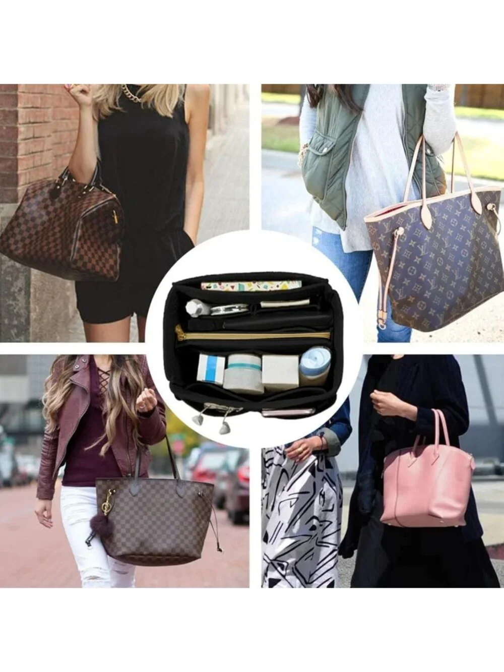 Purse Organizer Insert - Felt Tote Bag Divider with 5 Sizes for Handbag